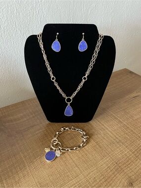 Plunder Brushed Gold Chain Necklace, Earrings & Bracelet Set